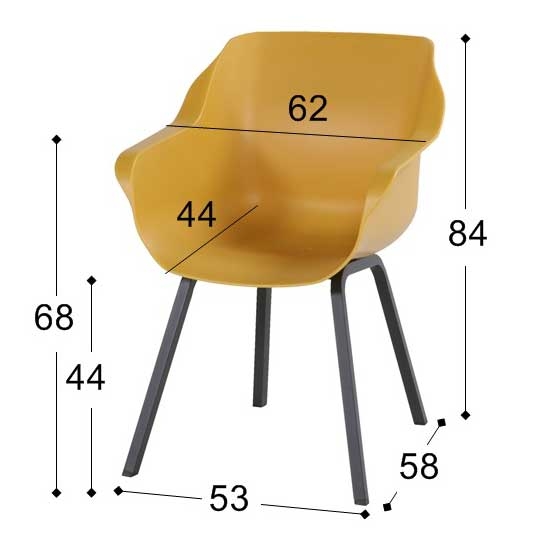 Hartman Sophie element curry yellow - Tuinstoel afmetingen