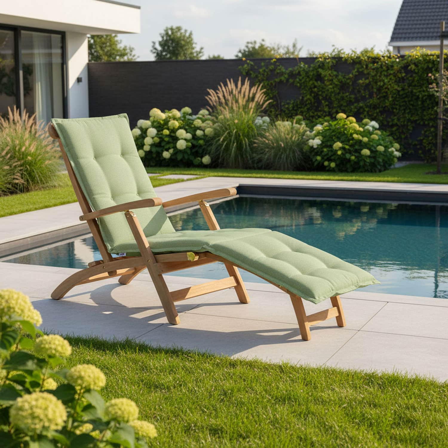 Deckchairkussen - Ribera twist green (waterafstotend)