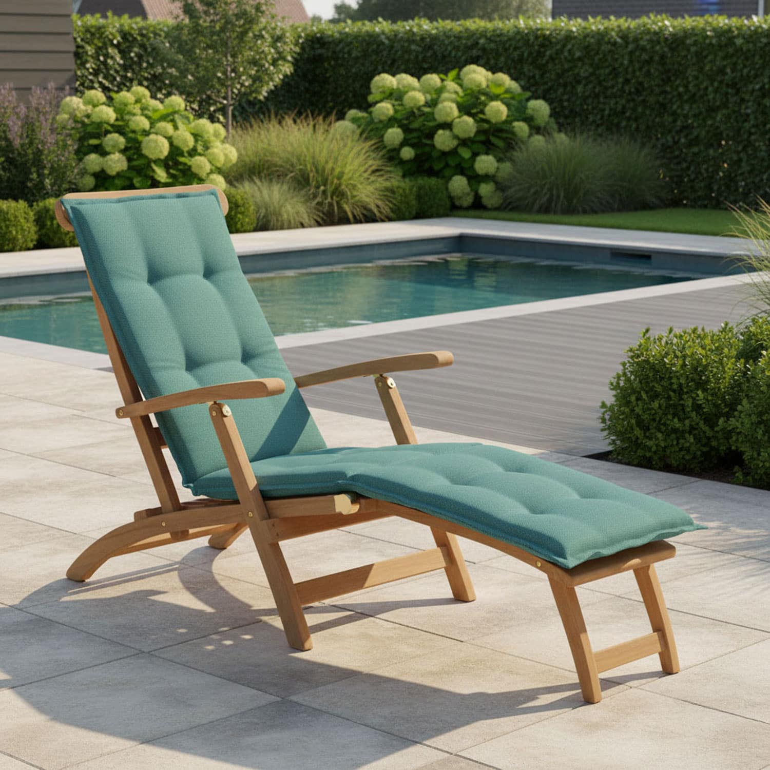 Deckchairkussen in deckchair - Ribera twist turquoise (waterafstotend)