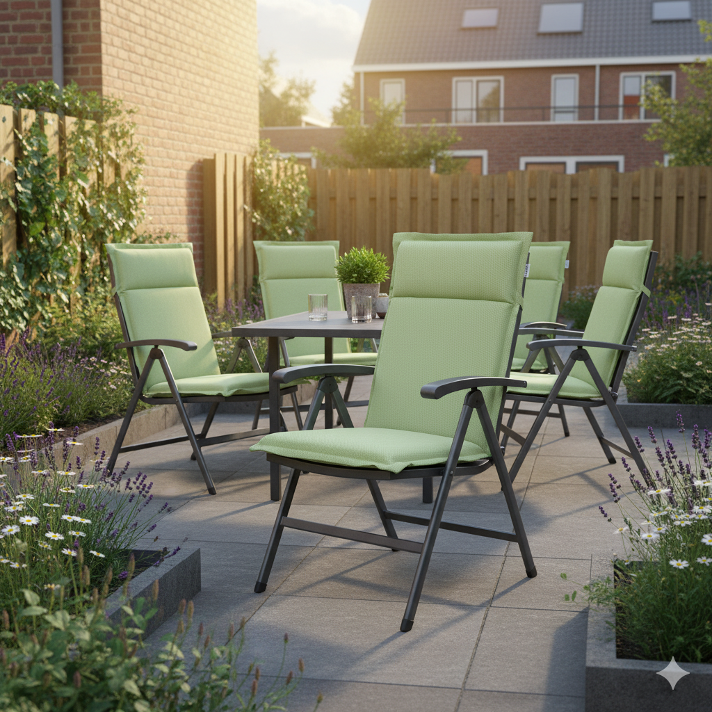 Tussen in tuinstoel met hoge rug Ribera Twist green