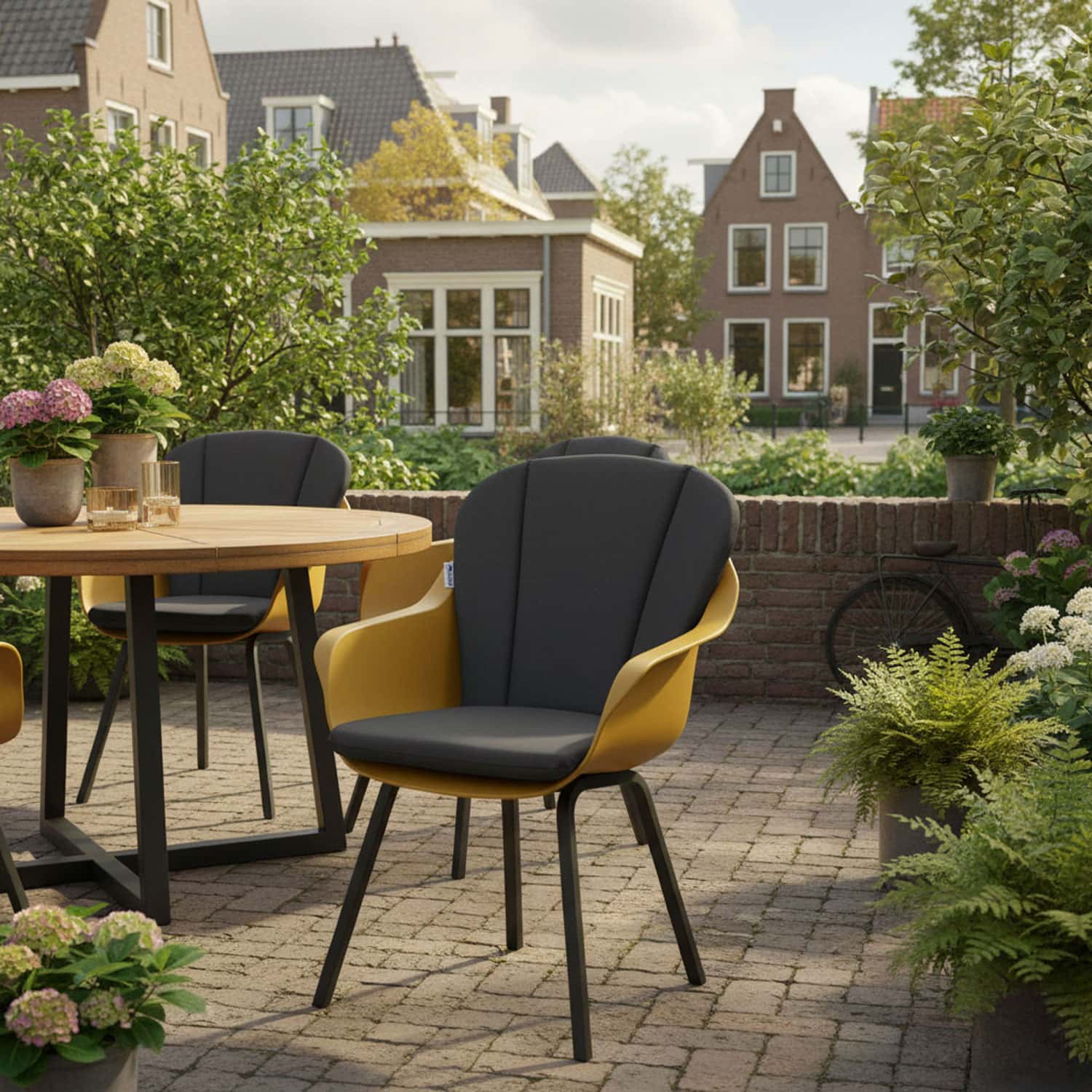 Kuipstoel met kussen lage rug - Pedro grey (waterafstotend)