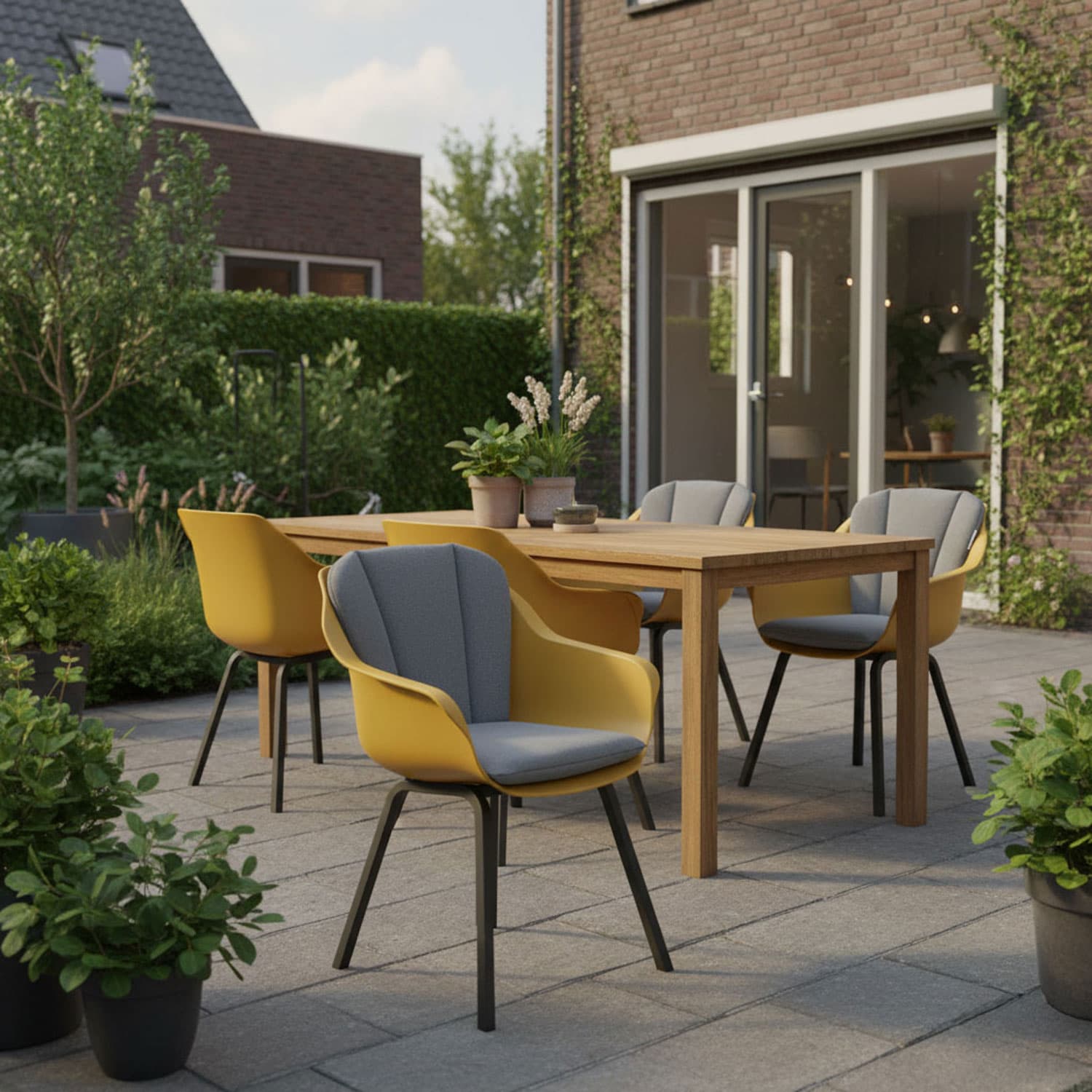 Kuipstoel met kussen lage rug - Ribera anthracite (waterafstotend)