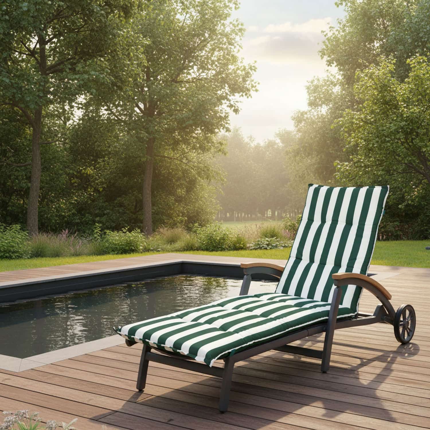 Ligbedkussen met kussen in tuin 200x60cm - Carlos green