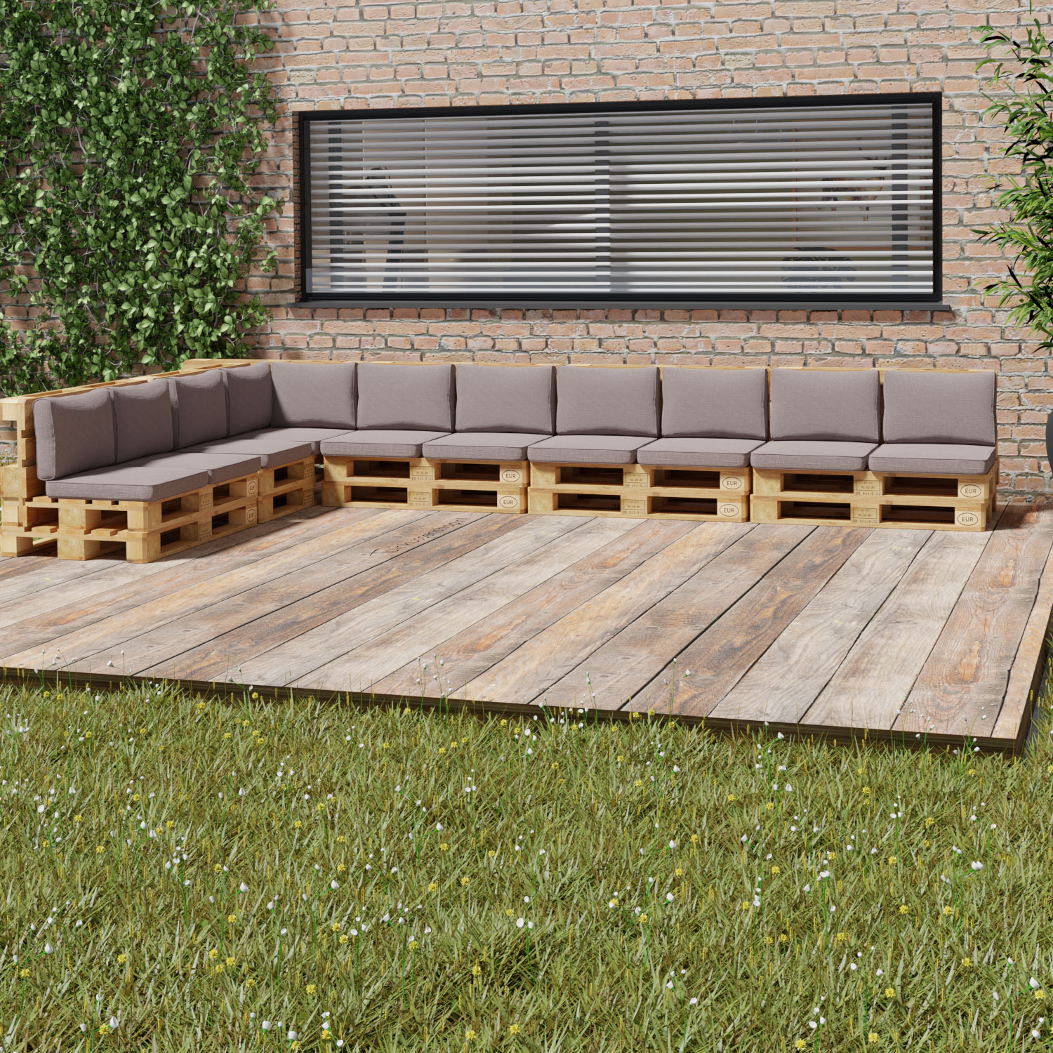 taupe loungekussens 60x60cm