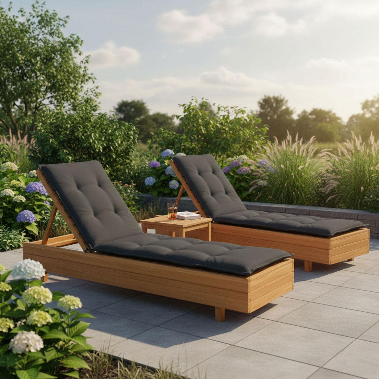 Ligbedkussen in ligbed 205x60cm - Ribera dark grey (waterafstotend)