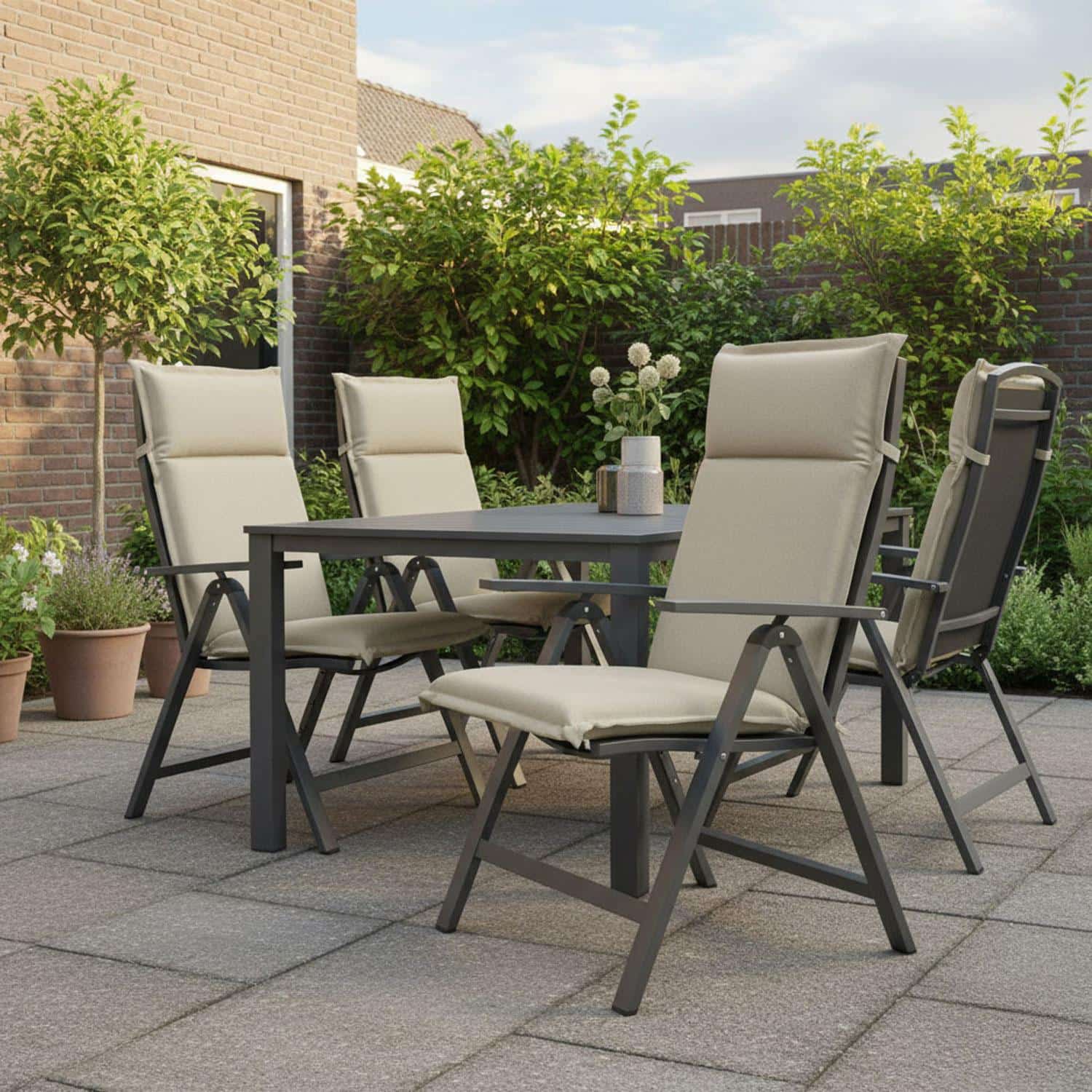 Tuinkussen hoge rug turin - Ribera naturel (waterafstotend en afritsbaar)