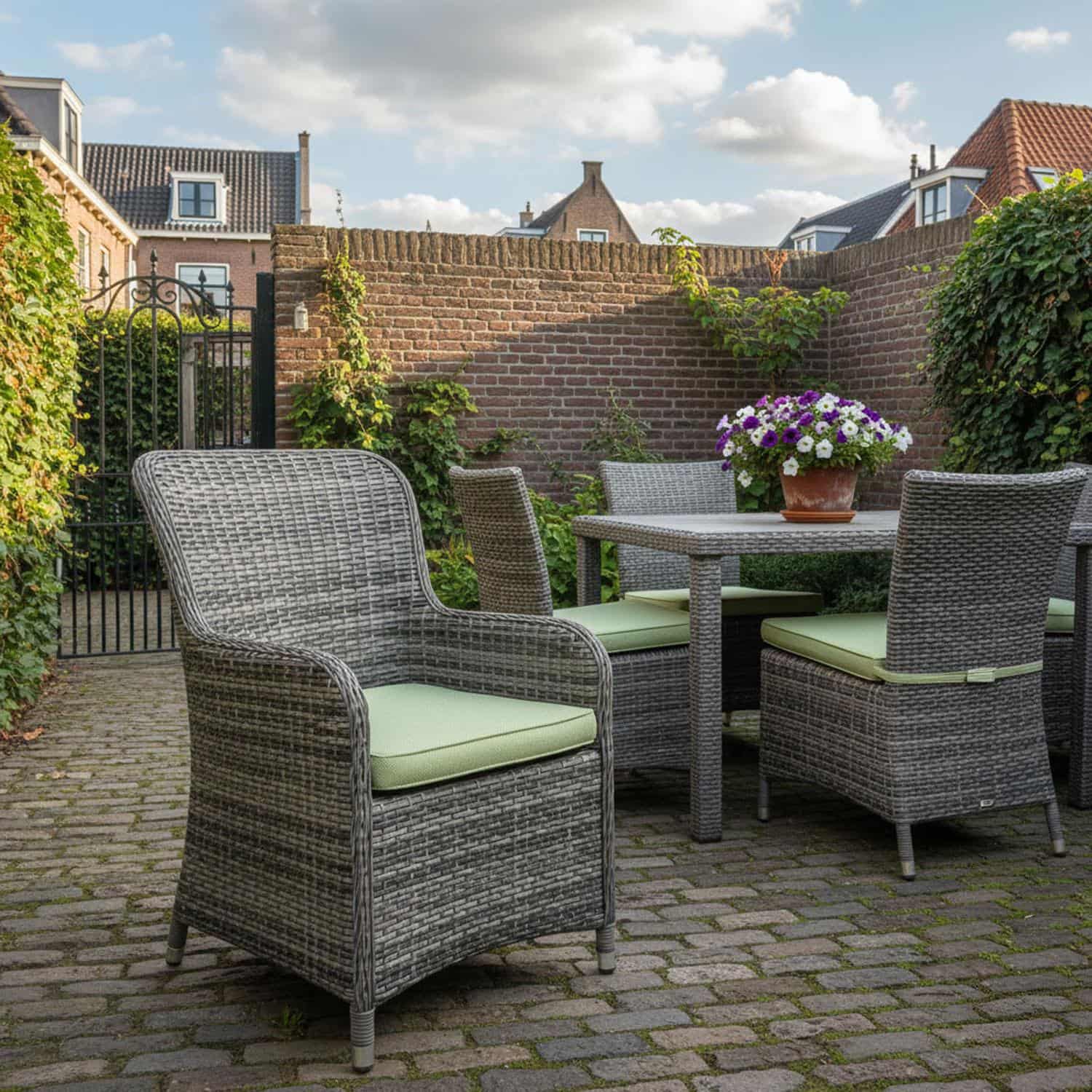 Zitkussen wicker omni 50x50cm - Ribera twist green (waterafstotend)