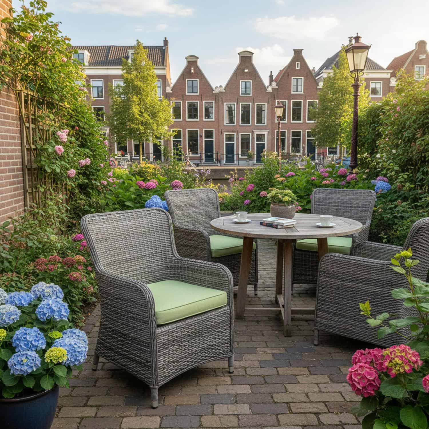 Zitkussen wicker universeel 46x48cm (extra dik) - Ribera twist green (waterafstotend)