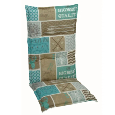 Tuinkussen hoge rug - Ruit blauw-bruin