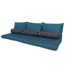 Loungekussen bank zit/rug/3rollen 180x60cm - Ribera petrol (waterafstotend)