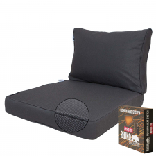 Warmtekussen lounge carré 60x60cm met rug 60x40cm - Ribera dark grey (waterafstotend)