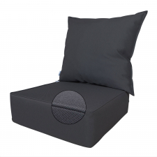 Loungekussen zit en rug 60x60x20cm - Ribera dark grey (waterafstotend)