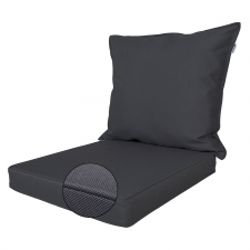 Loungekussen zit en rug 60x70cm - Ribera dark grey (waterafstotend)