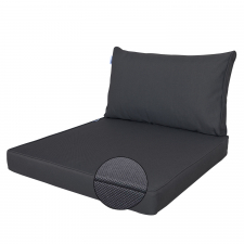 Loungekussen zit en rug 73x73cm carré - Ribera dark grey (waterafstotend)
