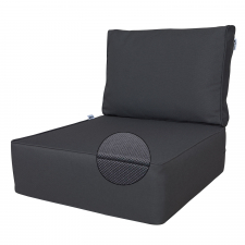 Loungekussen zit en rug 60x60x20cm carré - Ribera dark grey (waterafstotend)