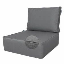 Loungekussenset Carré 60x60x20cm met rug 60x40cm - Ribera Grey (waterafstotend)